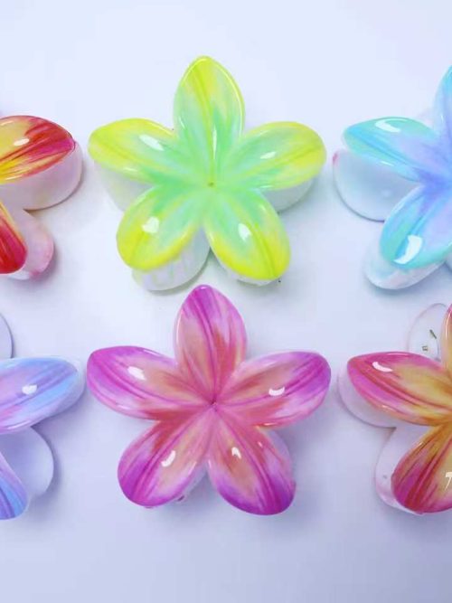 Bright Gradient Plumeria Flower Hair Claws