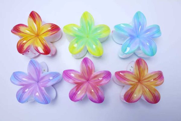 Bright Gradient Plumeria Flower Hair Claws