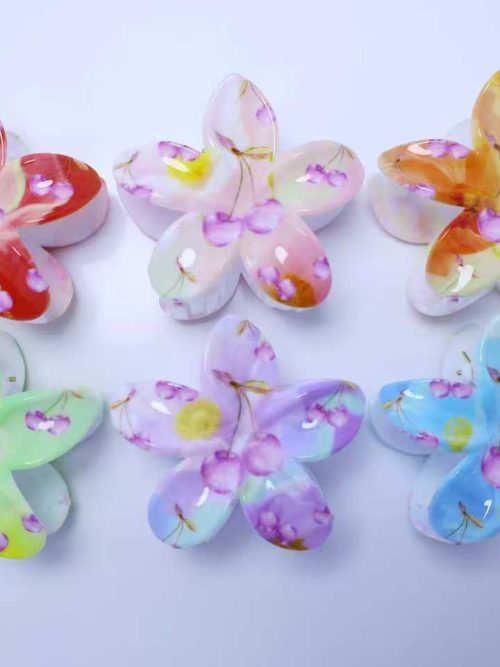 Watercolor Cherry Blossom Flower Hair Claws