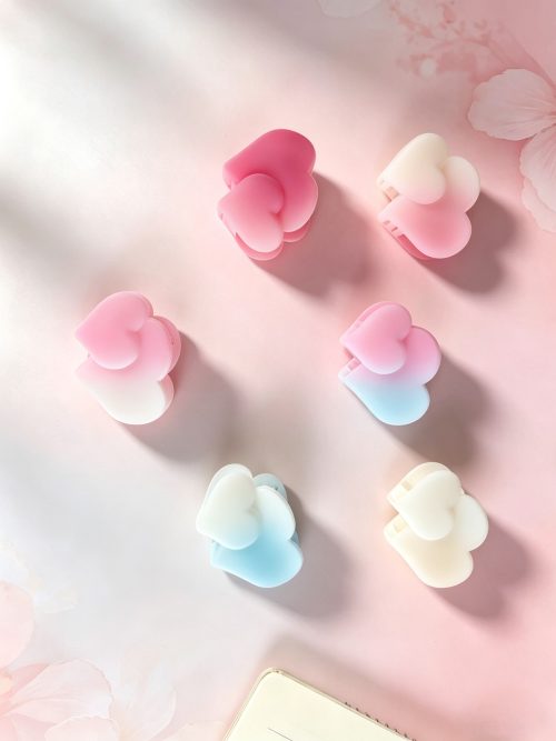 Gradient Frosted Double Heart Hair Clip