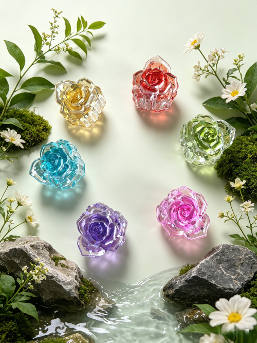 Transparent Crystal Rose Hair Clips