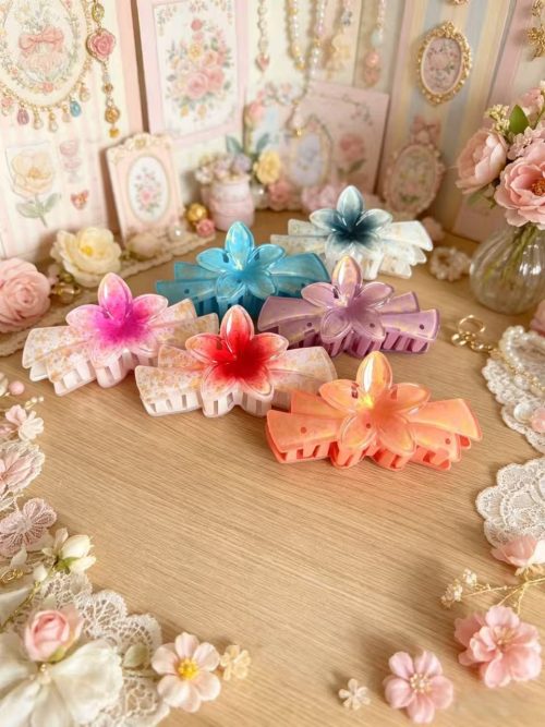 Gradient Plumeria Gold Glitter Hair Clip