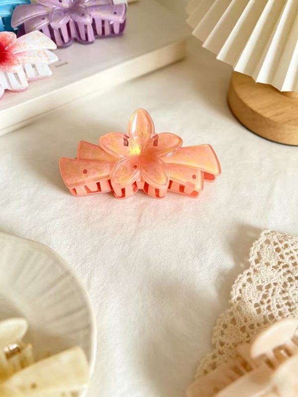 Gradient Plumeria Gold Glitter Hair Clip