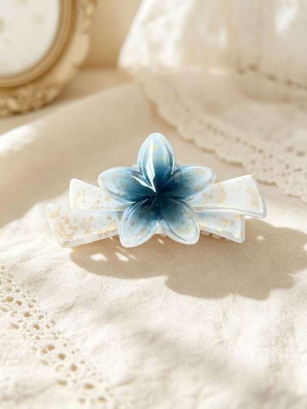 Gradient Plumeria Gold Glitter Hair Clip