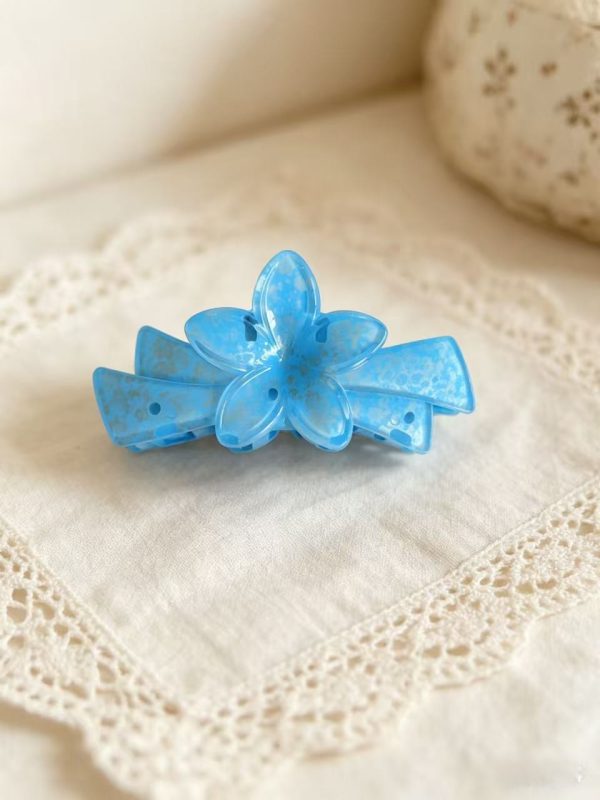 Gradient Plumeria Gold Glitter Hair Clip