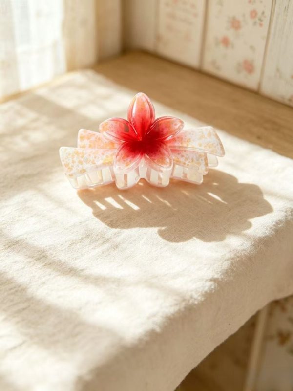 Gradient Plumeria Gold Glitter Hair Clip