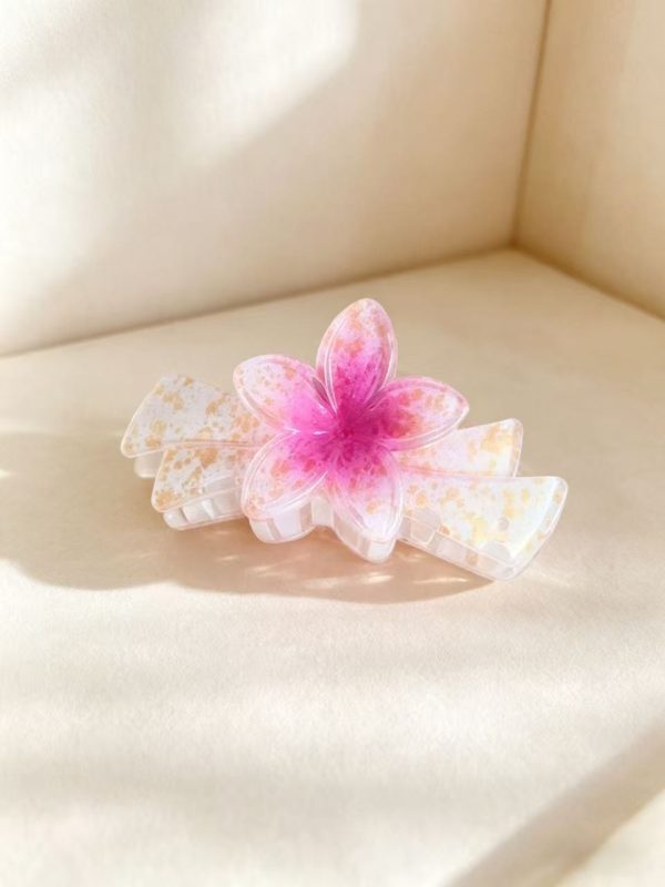 Gradient Plumeria Gold Glitter Hair Clip