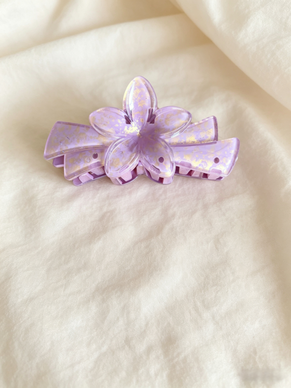 Gradient Plumeria Gold Glitter Hair Clip