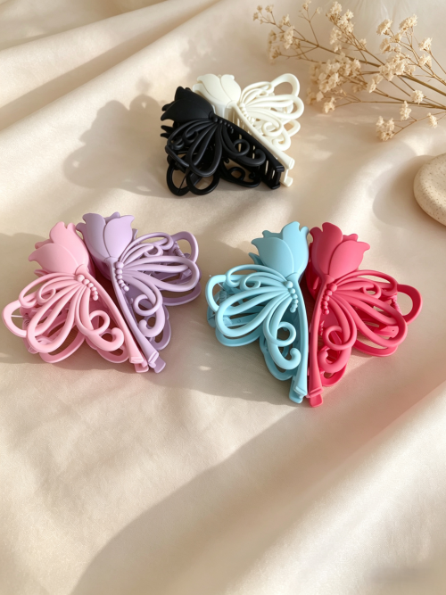 Matte Tulip Butterfly Hair Clip, Large Non-Slip Hair Clip for Thick Hair