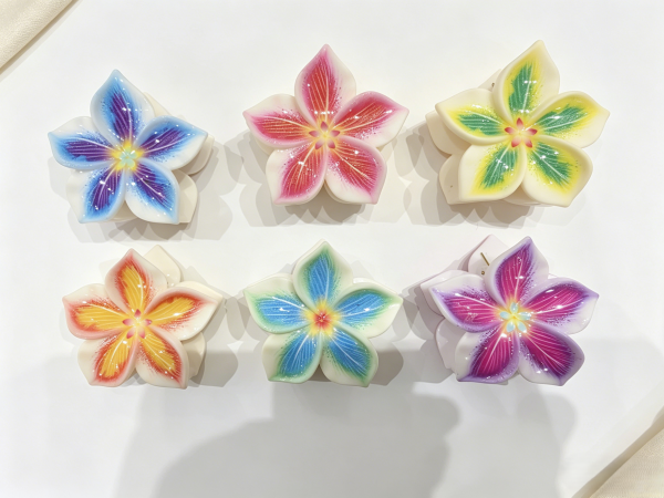 Rainbow Vein Plumeria Hair Claw Clips