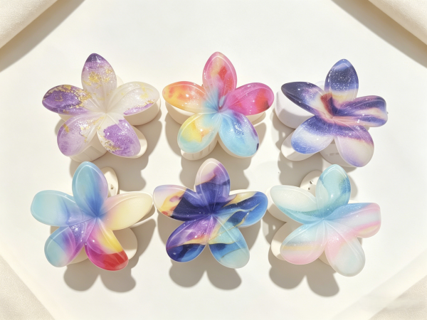 Marble Tie Dye Plumeria Hair Claws