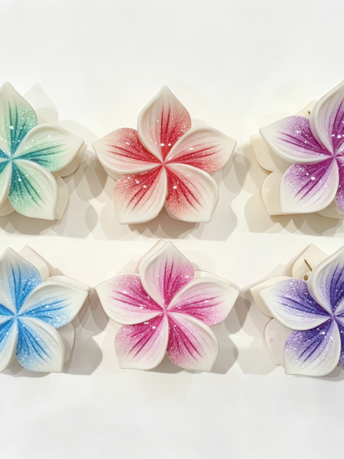 Gradient Vein Plumeria Flower Hair Claws