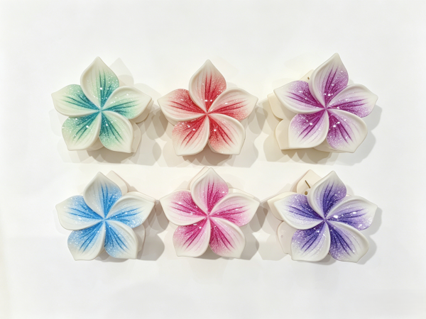 Gradient Vein Plumeria Flower Hair Claws
