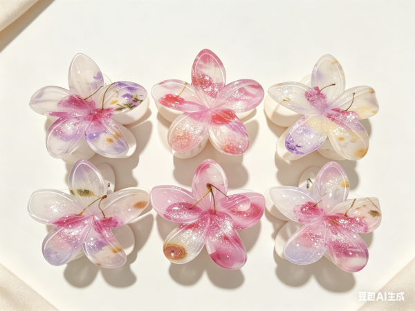 Dried Flower Embedded Plumeria Hair Claws