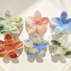 Artistic Marble Plumeria Hair Claw Clips