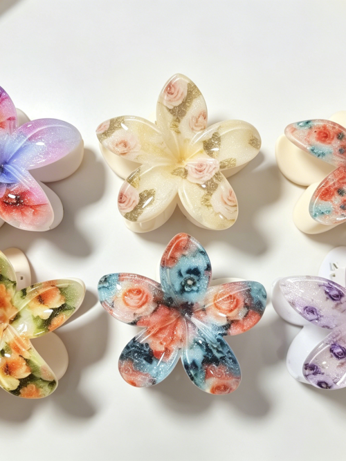 Retro Oil Painting Flower Hair Claw Clips