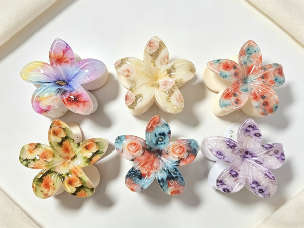 Retro Oil Painting Flower Hair Claw Clips