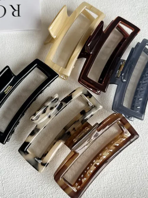 Simple Square Hollow Hair Claw Clip, Acetate Hair Clip