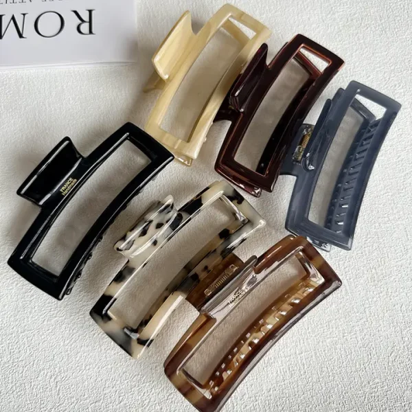 Simple Square Hollow Hair Claw Clip, Acetate Hair Clip