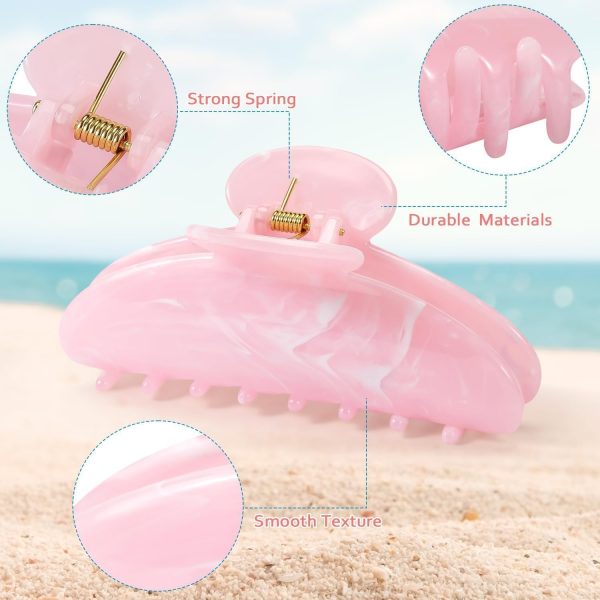 Pink Marble-Effect Strong Hold Hair Claw Clip