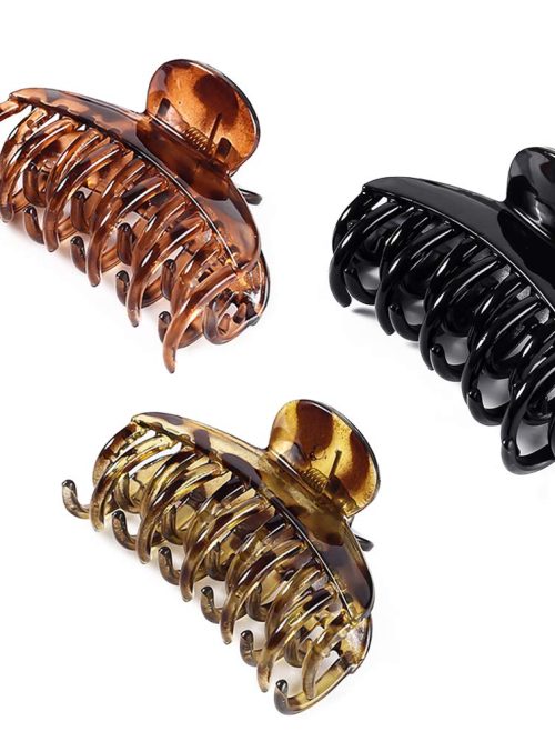 Large Glossy Tortoiseshell & Black Hair Claw Clips