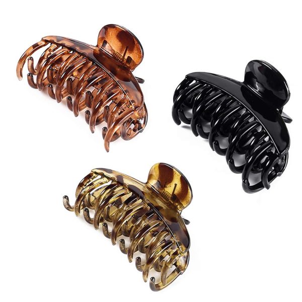 Large Glossy Tortoiseshell & Black Hair Claw Clips