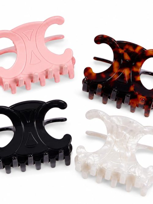 Stylish Logo-Embossed Acrylic Hair Claw Clips
