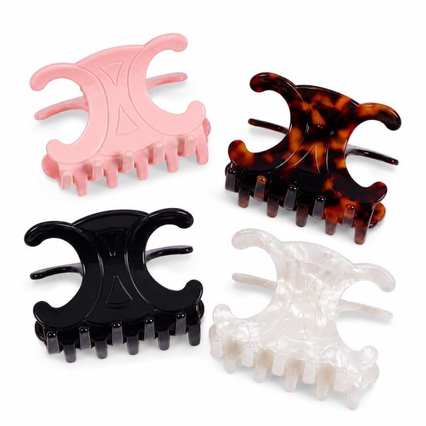Stylish Logo-Embossed Acrylic Hair Claw Clips