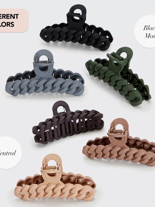 Matte Chain-Link Neutral Tone Hair Claw Clips