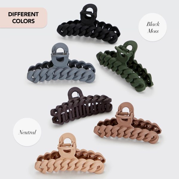 Matte Chain-Link Neutral Tone Hair Claw Clips