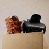 Glossy Classic Tortoiseshell & Black Hair Claw Clips