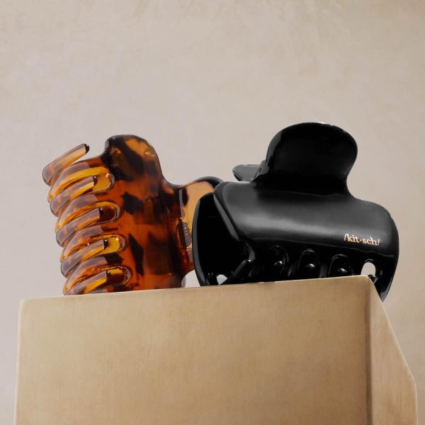 Glossy Classic Tortoiseshell & Black Hair Claw Clips