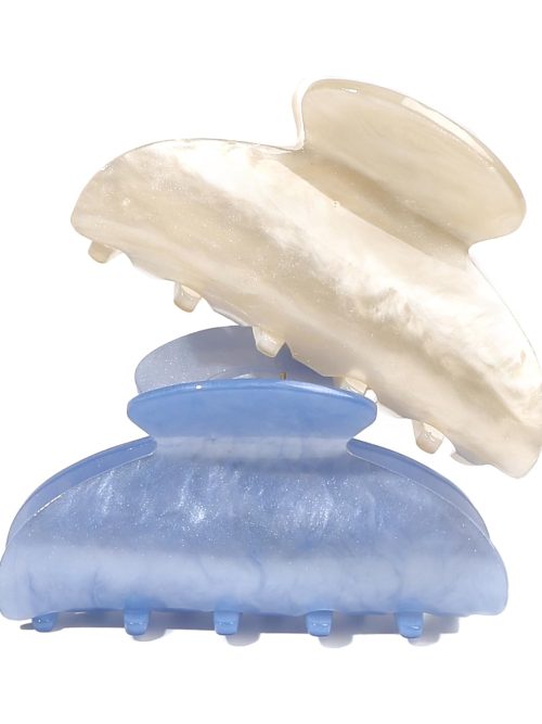 Shimmering Marble-Effect Pastel Hair Claw Clips