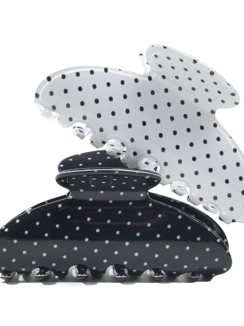 Polka Dot Print Glossy Hair Claw Clips