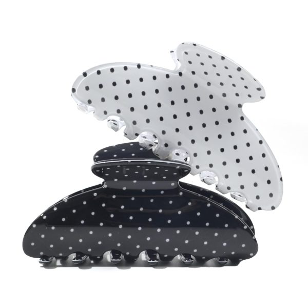Polka Dot Print Glossy Hair Claw Clips