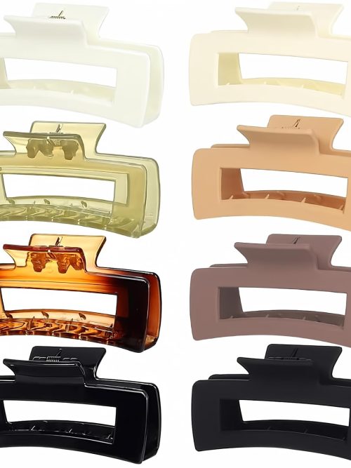 Neutral Tone Matte & Glossy Open-Square Hair Claw Clips