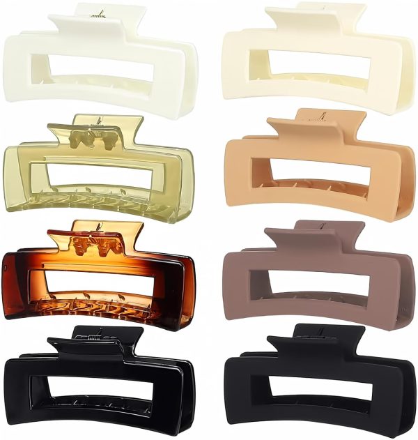 Neutral Tone Matte & Glossy Open-Square Hair Claw Clips