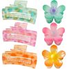 Pastel Polka Dot & Flower Hair Claw Clip Set