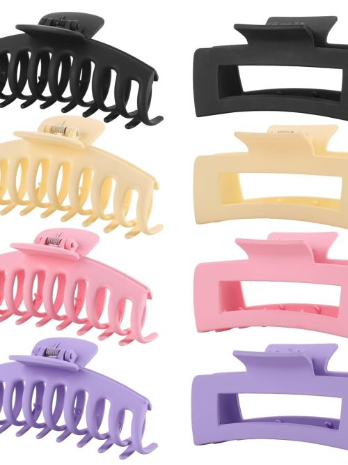 Matte Solid Color Claw & Rectangular Hair Clip Set