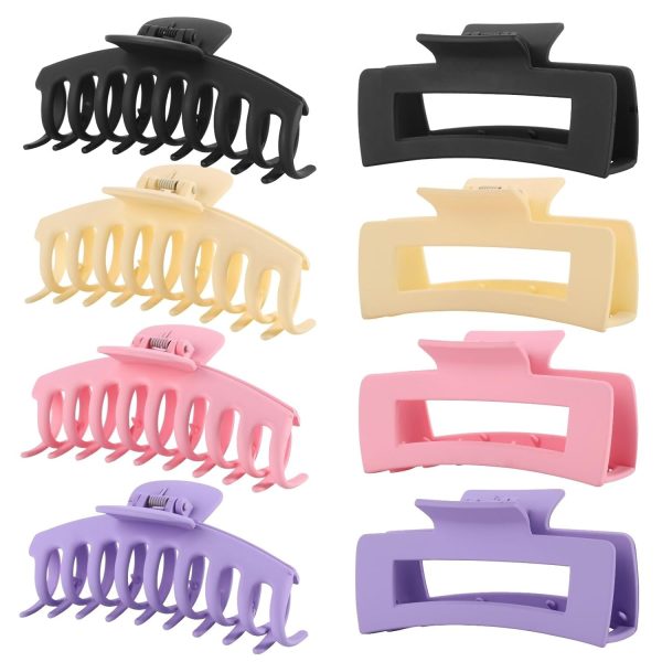 Matte Solid Color Claw & Rectangular Hair Clip Set