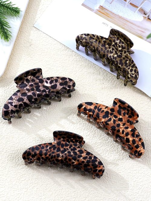 Large Leopard Print Glossy Hair Claw Clips