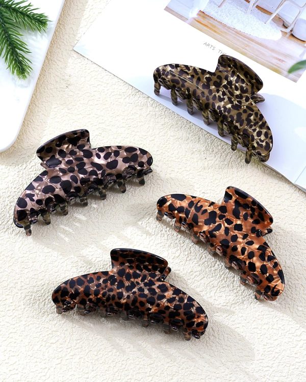 Large Leopard Print Glossy Hair Claw Clips