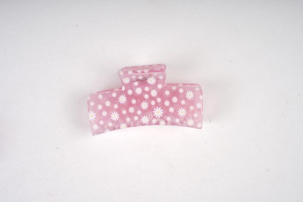 Pastel Daisy Print Rectangle Hair Claw Clips
