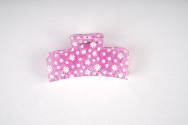 Pastel Daisy Print Rectangle Hair Claw Clips