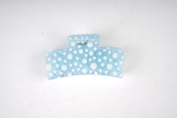 Pastel Daisy Print Rectangle Hair Claw Clips