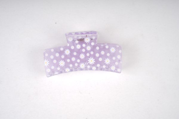Pastel Daisy Print Rectangle Hair Claw Clips