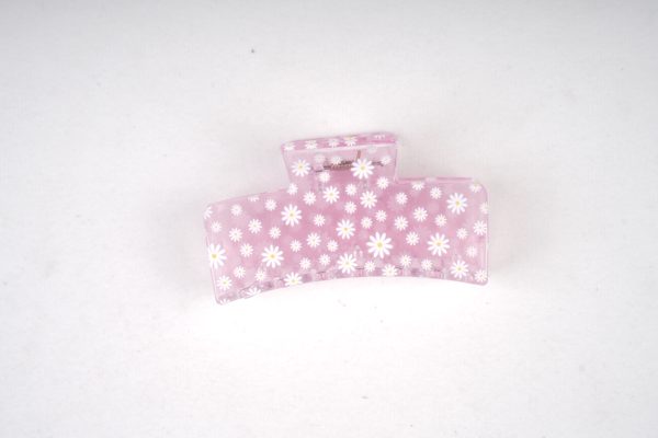 Pastel Daisy Print Rectangle Hair Claw Clips