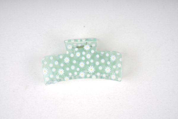 Pastel Daisy Print Rectangle Hair Claw Clips