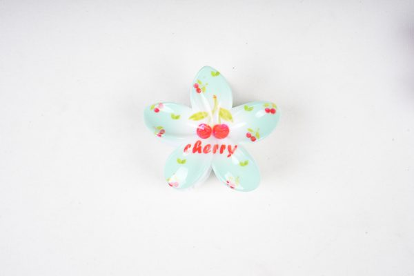 Cherry Print Plumeria Flower Hair Claw Clips