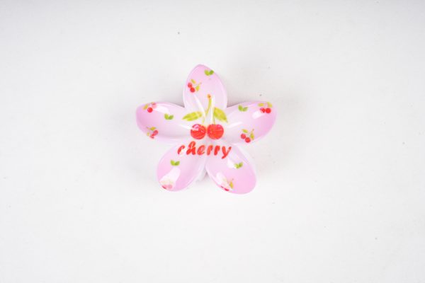 Cherry Print Plumeria Flower Hair Claw Clips
